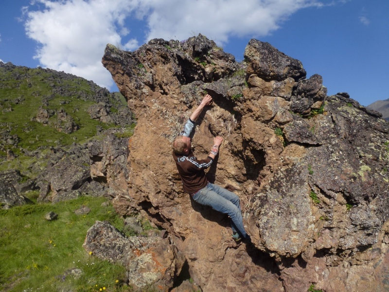 Rock climbing around Elbrouze base camp, Russia