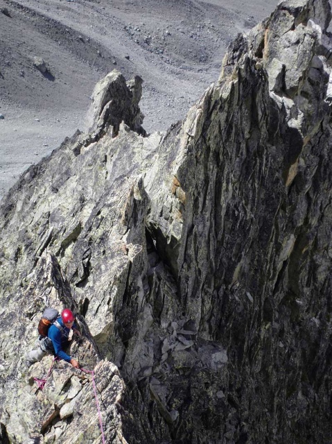 Rock climbing around glacier blanc